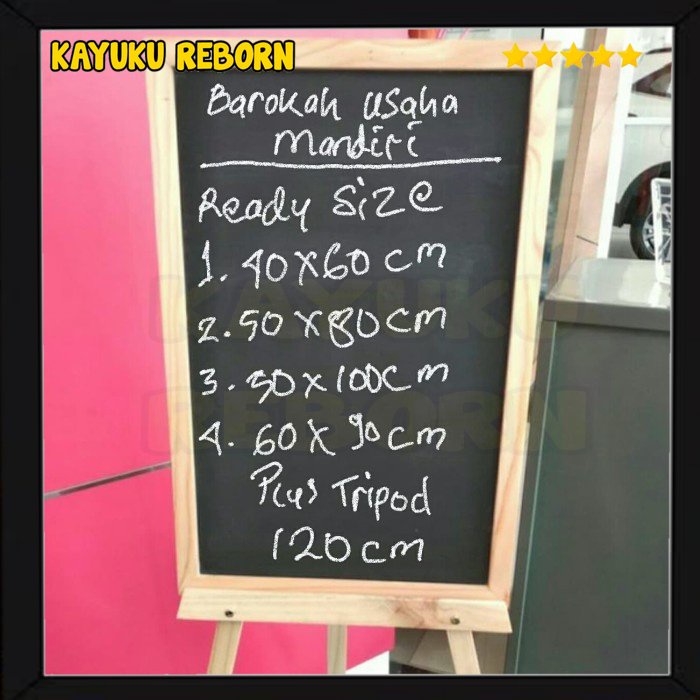 

papan tulis blackboard plus tripod size 50x80cm Jiis