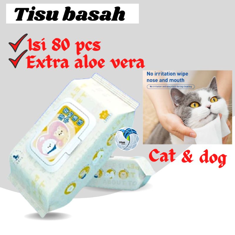 Pet Wipes tisu Tissu Basah Untuk Kucing Anjing Shaestore15