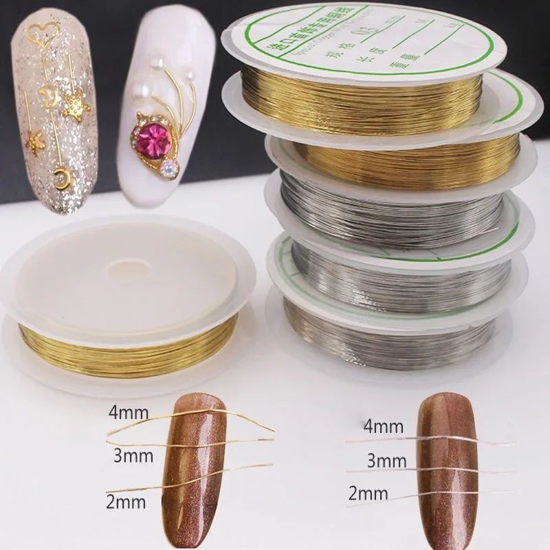 Kawat Tembaga Cooper Nail Art Wire 0.02mm Untuk Dekorasi Kuku Gelang Kalung DIY Manik Manik  Silver Gold Rose Gold Hiasan Kuku Japan