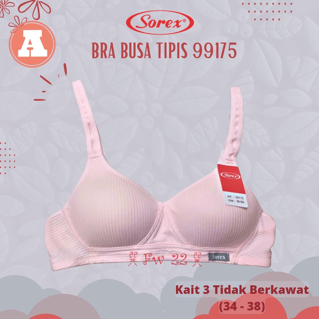 Bh Sorex Tanpa Kawat 99175 Busa Tipis dengan Model Bergaris yang Lembut dan Nyaman untuk Sehari - hari