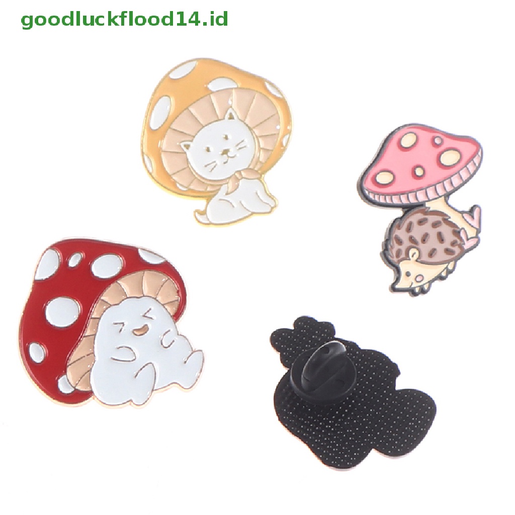 [GOOGFOUR] Kartun Lucu Jamur Enamel Pin Custom Lucu Gitar Kodok Landak Bros [Atas]