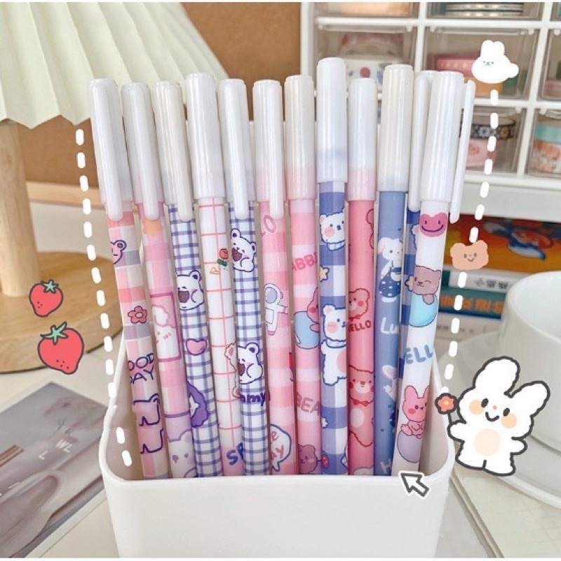 VIRAL!!! 1 SET 12 PCS PULPEN BISA DIHAPUS KARAKTER LUCU / PULPEN HAPUS MOTIF LUCU / ERASABLE PEN KAWAII LG Promo Mitra