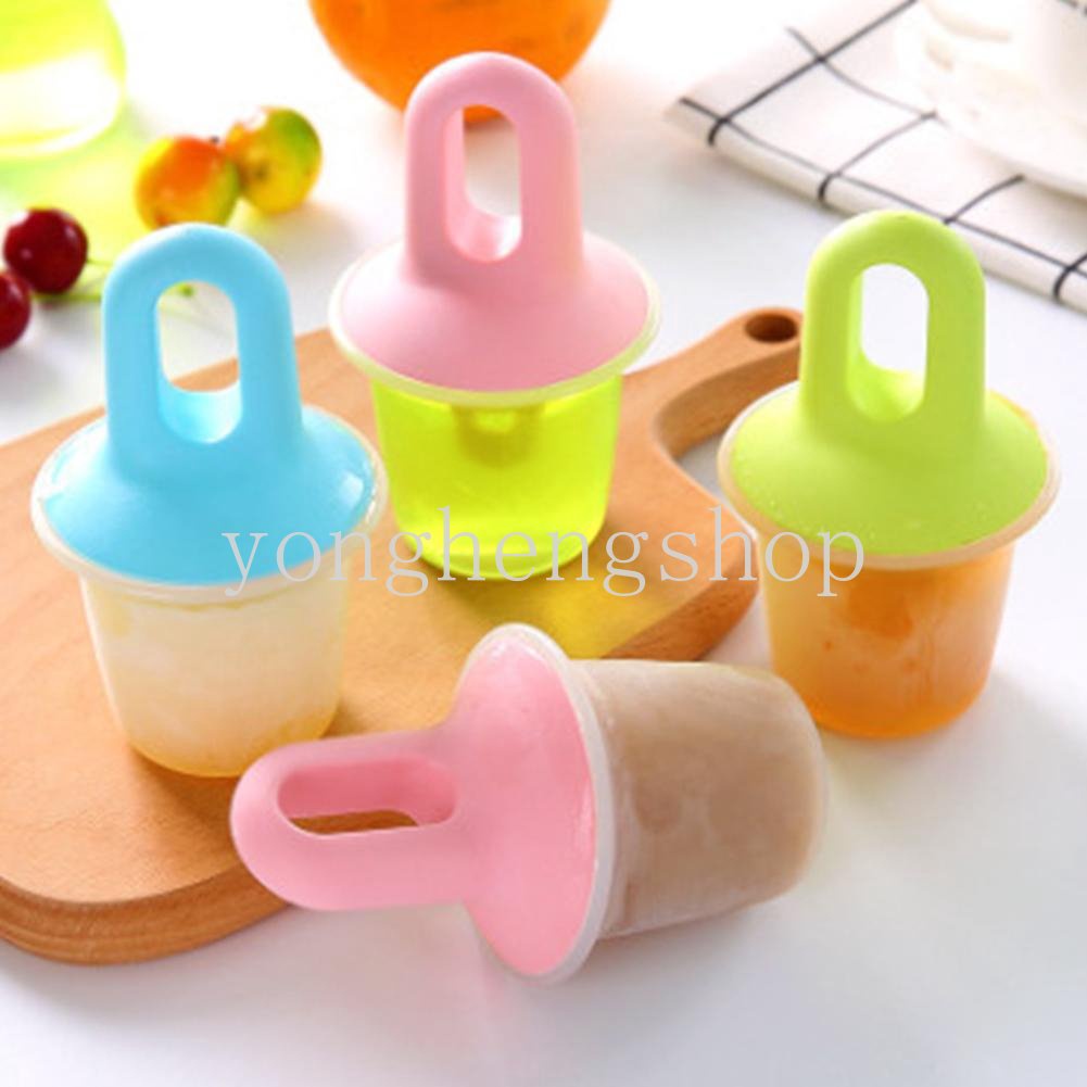 Cetakan Es Krim / Jelly / Pudding Mini Reusable Dengan Gagang Untuk Anak