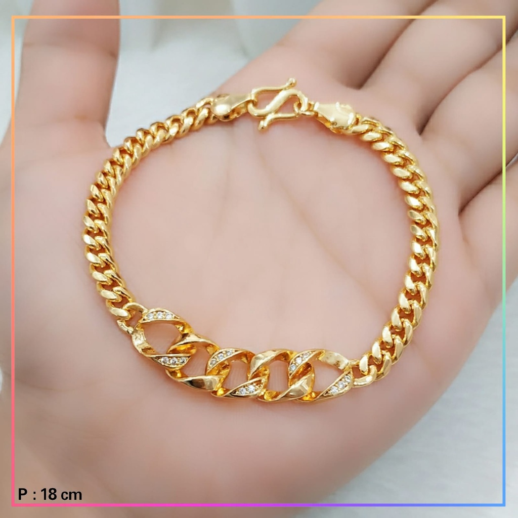 Gelang xuping gelang dewasa rantai tebal permata perhiasan lapis emas gold GL 324