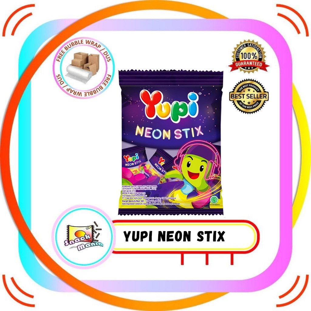 

Yupi Jelly Gummy Candy Neon Stix 120 gr Permen Lunak