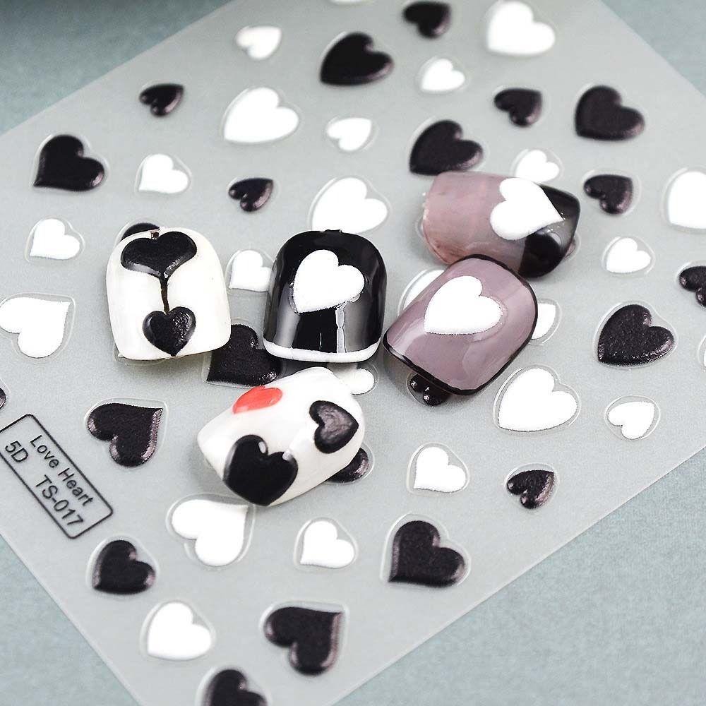 Stiker Kuku Hati Agustina Sweet Hollow Heart Peach Heart Self Adhesive Nail Art Dekorasi