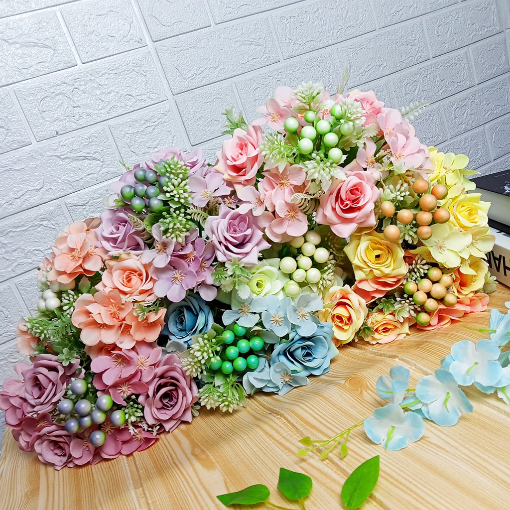 Bunga Hias Cape Rose Mix Plastik Artificial Flowers Bouquet Palsu Cantik Satuan PBP146