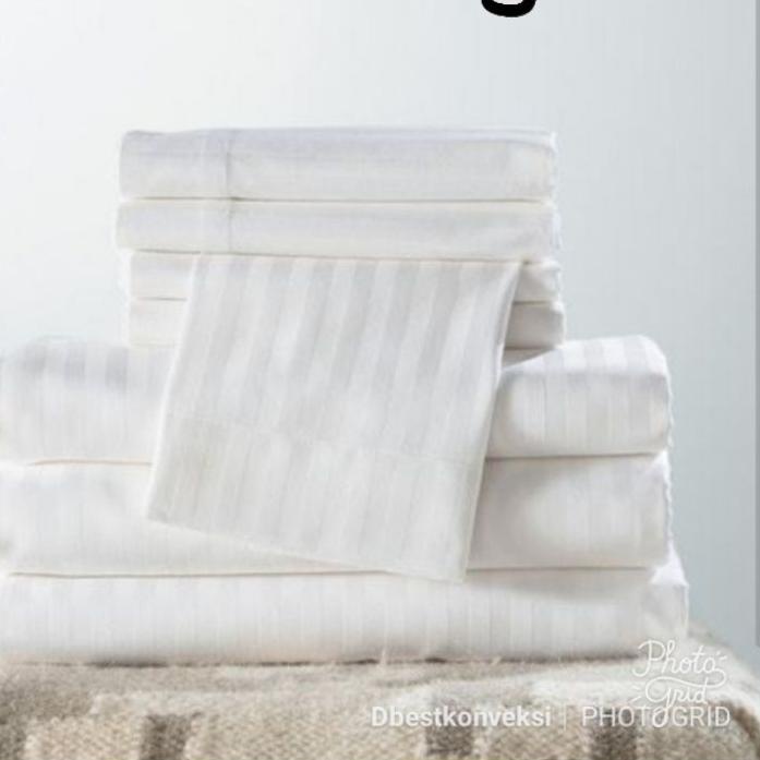 Depan SPREI HOTEL SPREI ONLY | SPREI SAJA TANPA SARUNG BANTAL | SPREI SALUR PUTIH GARIS PUTIH | KATU