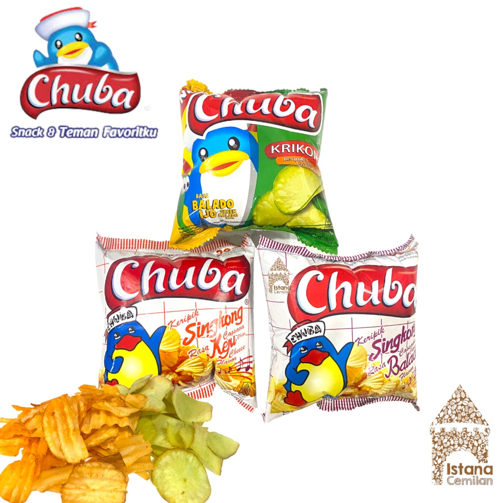 

CHUBA Snack Cemilan Jadul Keripik Singkong Keju / Balado / Balado Ijo 12 Gram Istana Cemilan