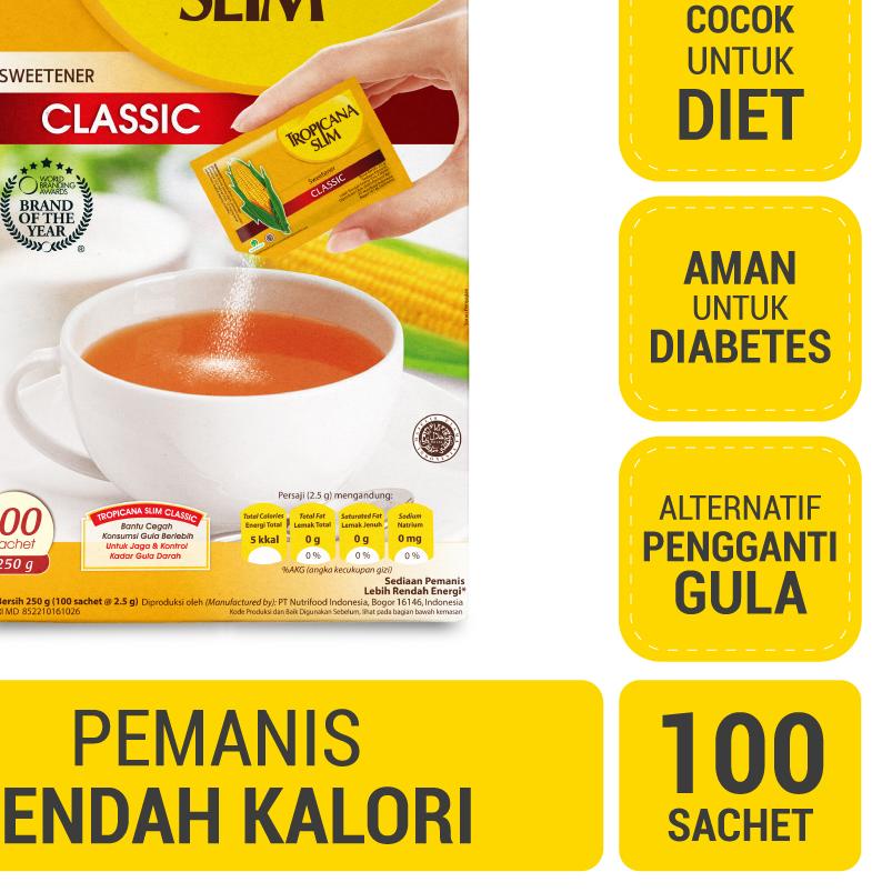 

Promo | BMH|Tropicana Slim Sweetener Classic 100 sachet - Pemanis untuk Bantu Batasi Gula