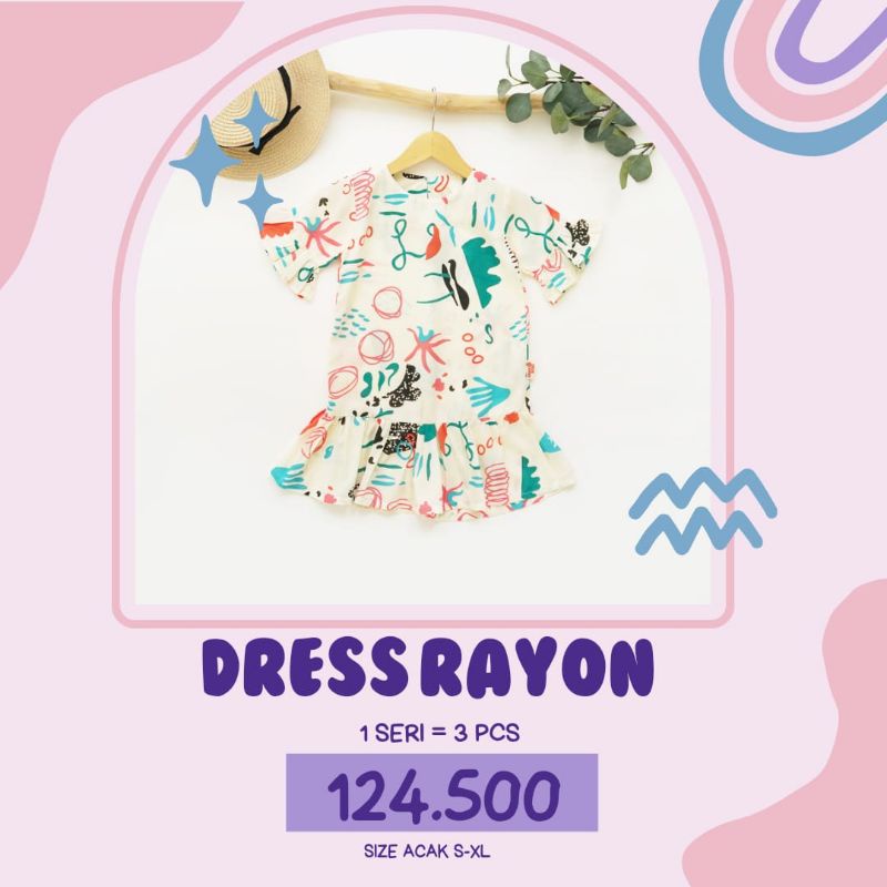 dress rayon anak dress cantik harga grosir (3pcs)