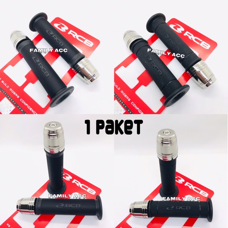RACING BOY - PAKET HANDGRIP HANDFAT HANDLE GRIP RCB HG55 DAN HG66 PLUS JALU STANG STEINLESS BERAT UNTUK SEMUA JENIS MOTOR UNIVERSAL