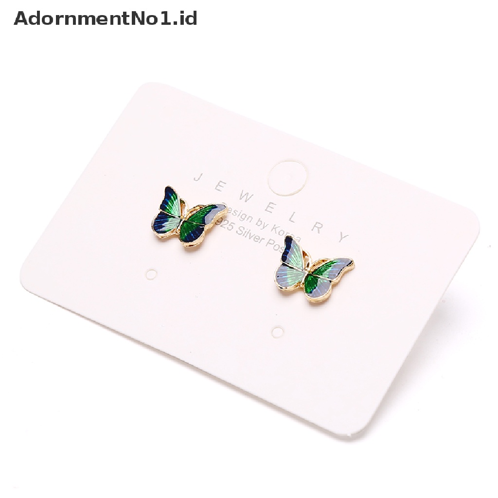 [AdornmentNo1] Vintage Fashion Enamel Hijau Kupu-Kupu Stud Anting Telinga Tren Perhiasan Wanita [ID]