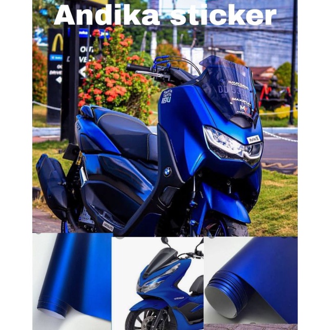Stiker Skotlet biru tua chrome dof stiker motor