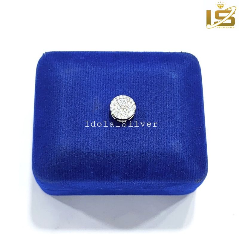 KALUNG PERAK ASLI SILVER WANITA 925 LAPIS EMAS PUTIH MODEL LIONTIN BULAT LANGSUNG 9mm - Perhiasan Perak Asli