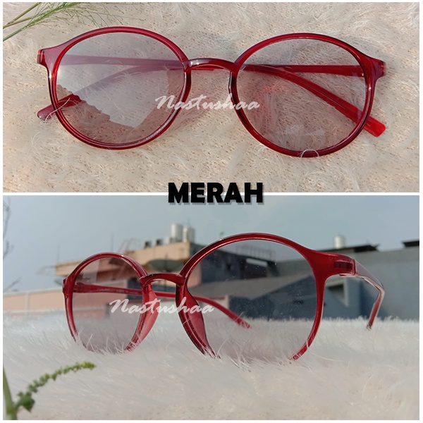 Kacamata Lensa Photocromic Untuk Wanita Pria Plastik Oval Frame Kacamata Anti Silau Potocromic Unisex FREECASE