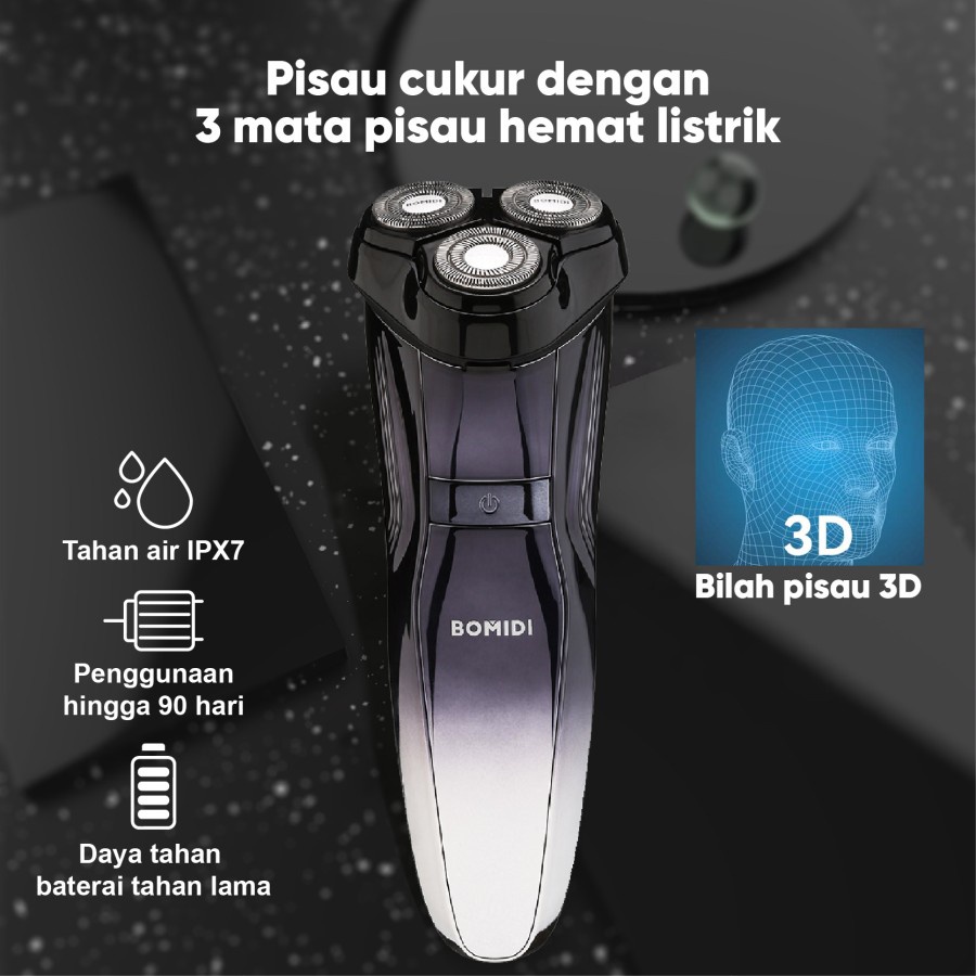 Bomidi M5 Electric Shaver Alat Cukur Cukuran Kumis Jenggot Waterproof Electric Razor Men Perawatan Pria ECM system IPX7 LED HD Shaving &amp; Grooming