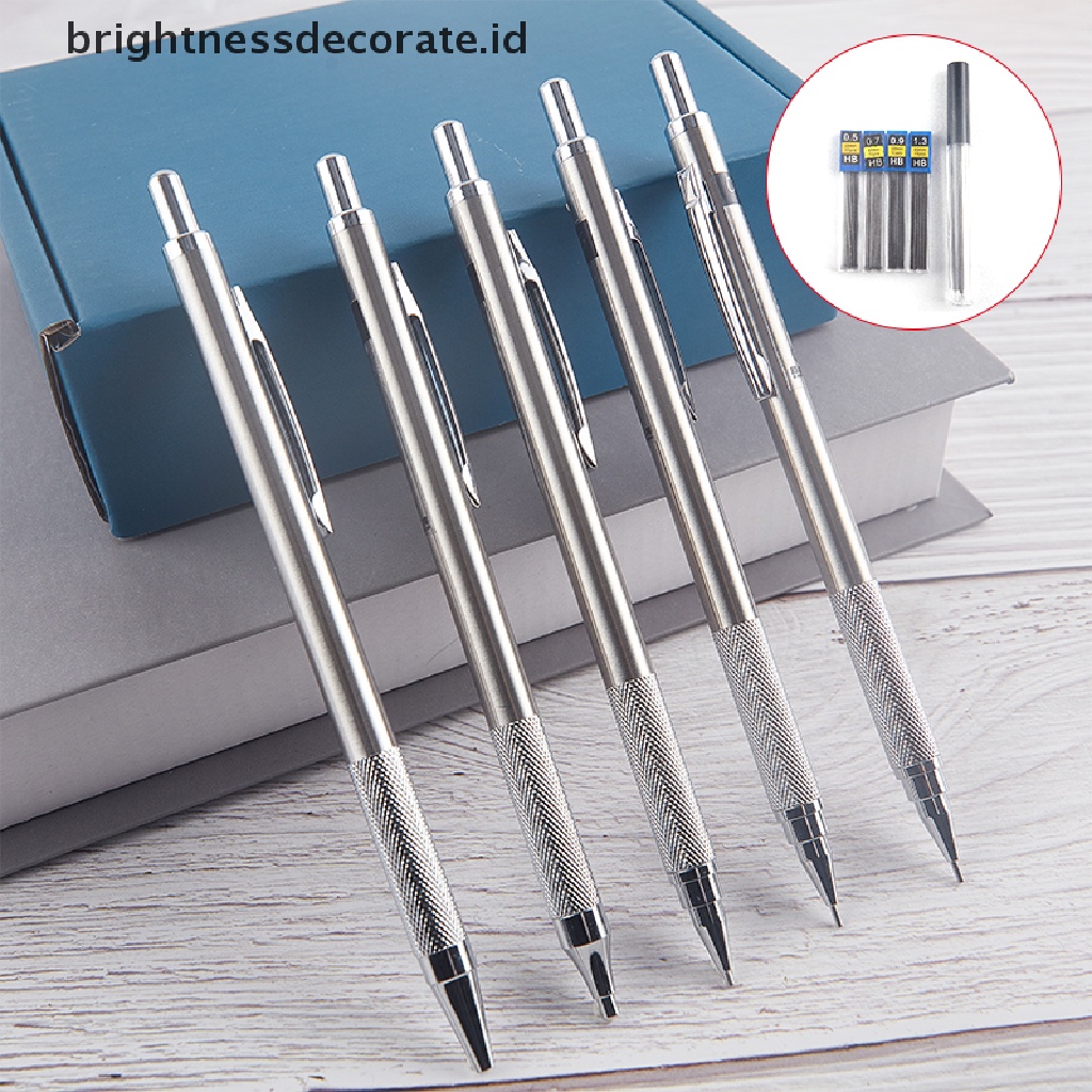 [Birth] Pensil Mekanik Bahan Metal 0.5/0.7/0.9/1.3/2.0mm Menggambar Pensil Otomatis Dengan Timbal [ID]