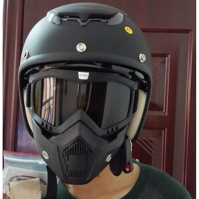 YGRETTE - TaffSPORT BOLLFO Goggles Kacamata + Masker Full Face Helem Goggle Mask Helm Gun Ski Motor Cross Topeng Kaca Mata Trail Air soft Motocross Bogo