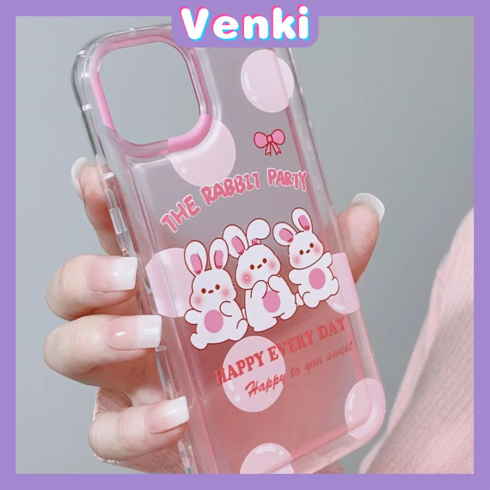 Case For iPhone 14 Pro Max TPU Soft Jelly Airbag Clear Case Cute Pink Rabbit Camera Protection Shockproof For iPhone 14 13 12 11 Plus Pro Max 7 Plus X XR