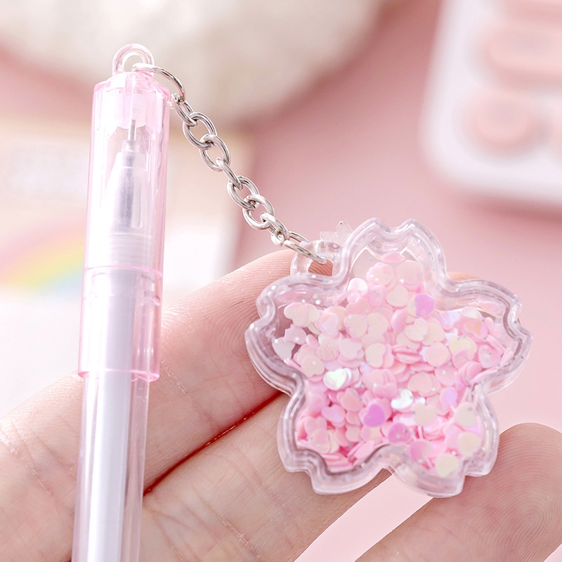 [MTOYS] Pulpen Gel dengan Mainan Payet Bunga Sakura Cantik dan Lucu - JT0014