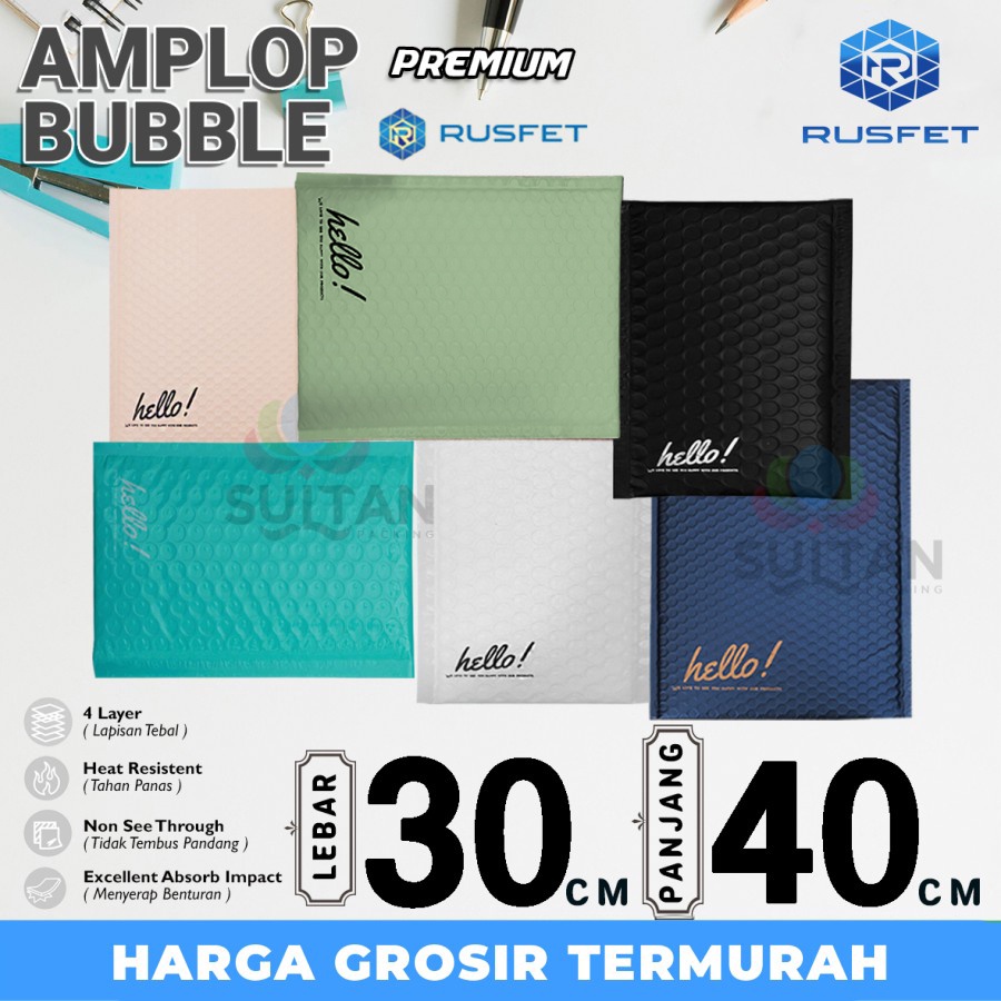 

AMPLOP BUBBLE MAILER 30x40cm WRAP ENVELOPE RUSFET PREMIUM SATUAN MURAH