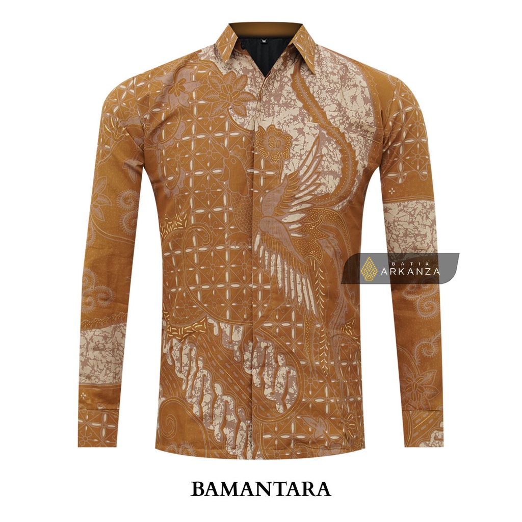 BATIK ARKANZA Motif BAMANTARA Hem Atasan Kemeja Baju Batik Pria Cowok Laki Laki Slimfit Full Lapis Furing Lengan Panjang Lengan Pendek Original Asli