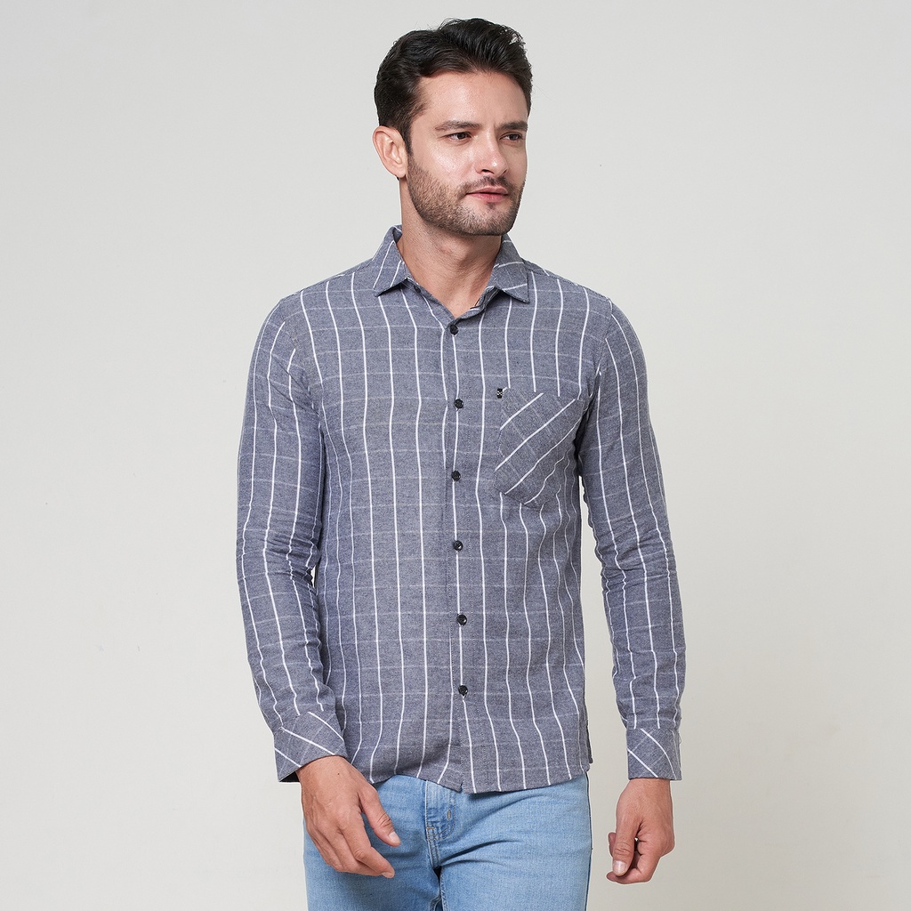 RGB Clothing Company Kemeja Pria Salur Lengan Panjang Biru RHMJ 1110220