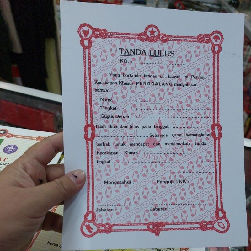 

SERTIFIKAT TKK PENGGALANG/ SIAGA/PENEGAK