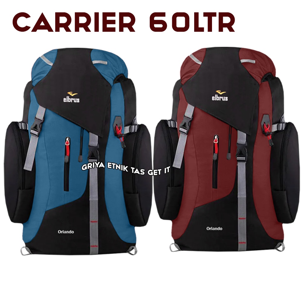 Tas Carrier 60L Keril Gunung Jumbo Ransel Camping Elbrus Orlando