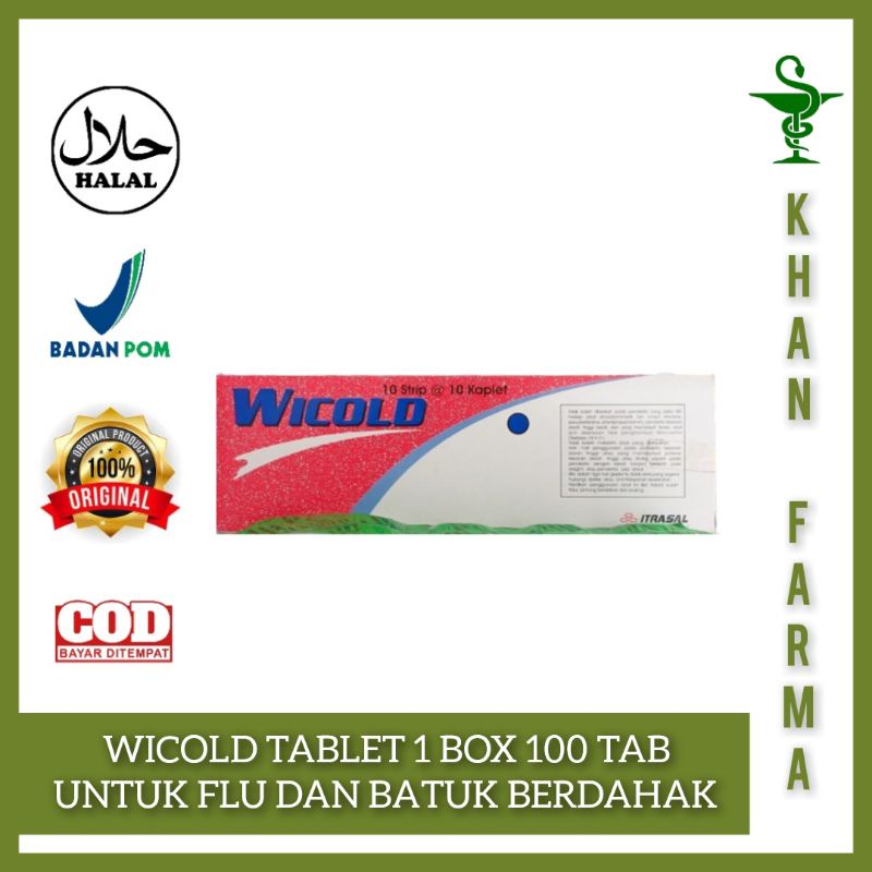 WICOLD TABEL OBAT PILEK FLU HIDUNG TERSUMBAT DAN BATUK BERDAHAK ANAK DEWASA 1 BOX ISI 100 TABLET