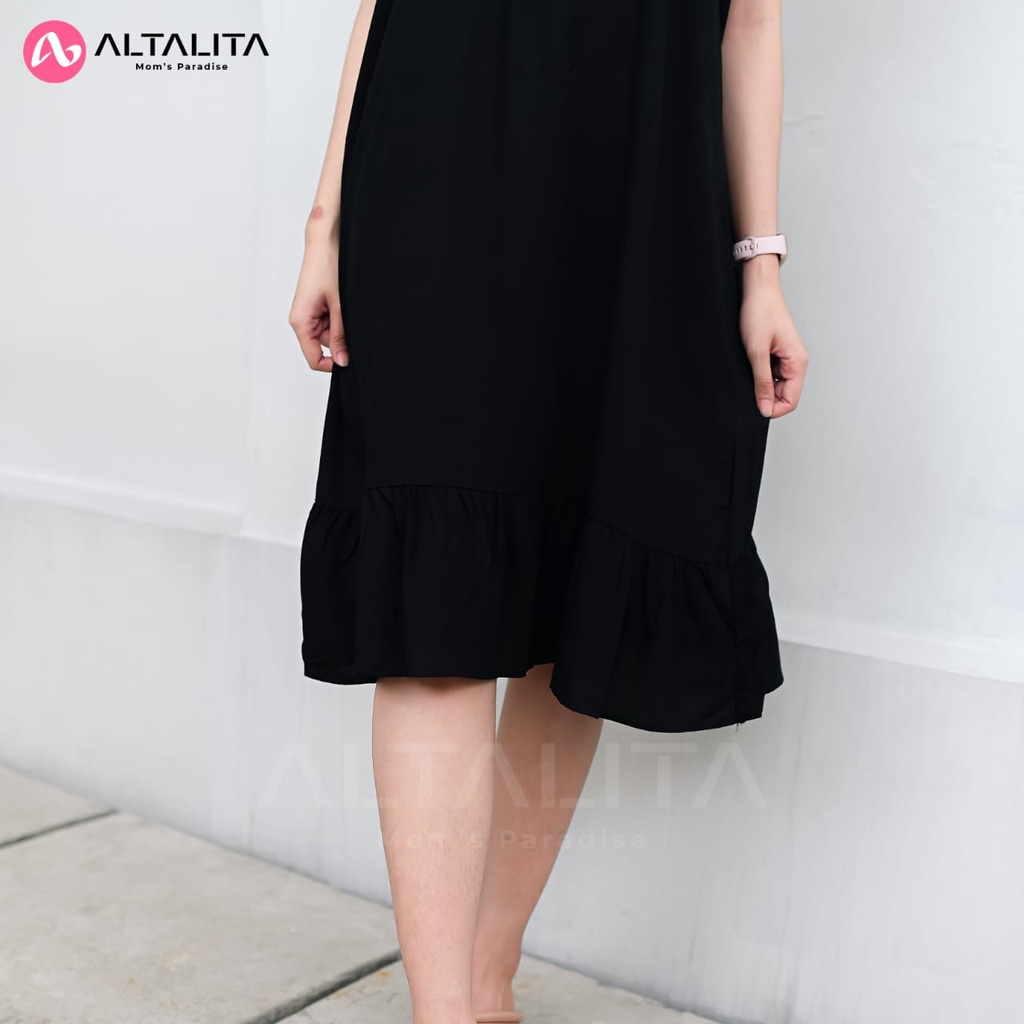 Altalita - Daster Rayon Busui Polos Kekinian | Daster Viral Ruffle Polos Jumbo LD 120 | Daster Busui Polos Pendek Rempel Bawah Bahan Rayon Premium