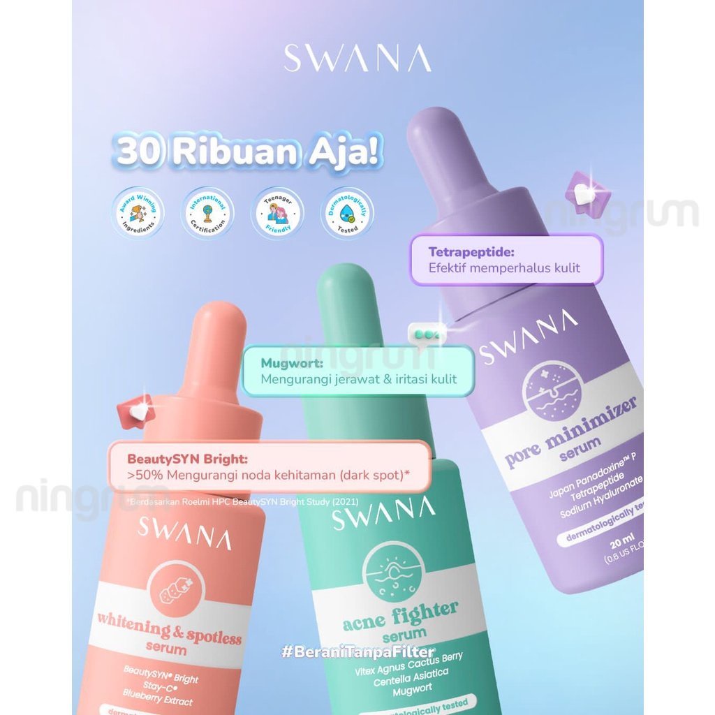 Ningrum - SWANA Face Serum | Whitening Brightening Spotless Acne Fighter Pore Minimizer Peeling Beauty | Perawatan Wajah Serum Esscence Original BPOM - 5036