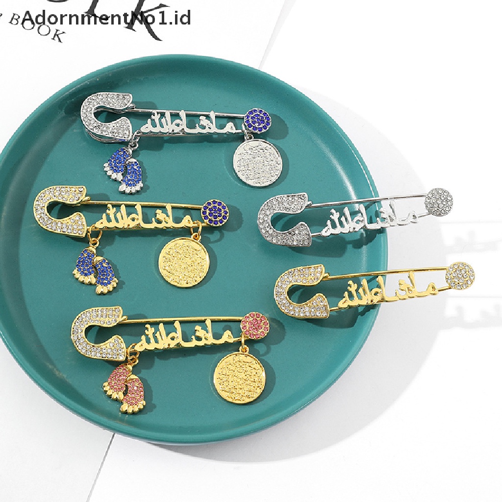 [AdornmentNo1] Muslim Islam Arab Empat Korah Sutra Fatima Turki Evil Eye Stainless Steel Bros Pin Gaya Agama Jimat Perhiasan [ID]