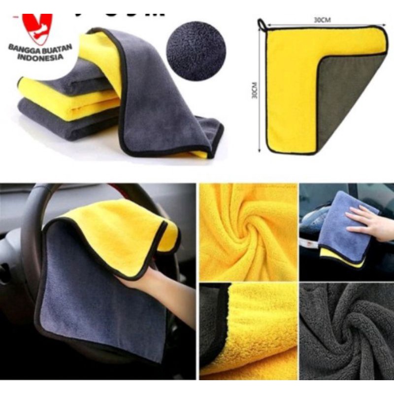 Lap Kain Detailing Microfiber Kuning Abu 500gsm 30x30 cm 30x30cm Wax Mobil Motor Halus Premium Detailing Super High Grade Kain Lap Kuning Abu Mobil : dengan bahan yang tebal dan halus