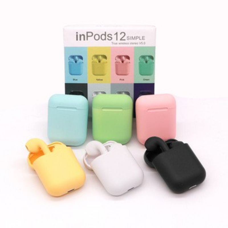 ISC Headset Bluetooth Wireless TWS Inpods 12 Macaron Color TWS i12 Headset Wireless V5.0