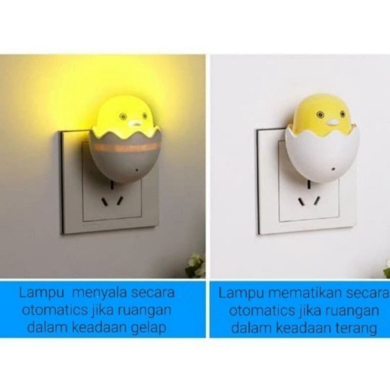 LAMPU TIDUR LED TELUR AYAM SENSOR CAHAYA DEKORASI KAMAR