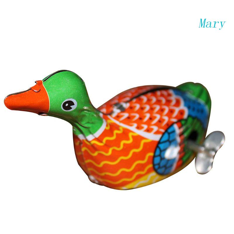 Mary Retro Vintage Klasik Jarum Jam Wind Up Walking Metal Tin Renang Bebek Angsa Ki