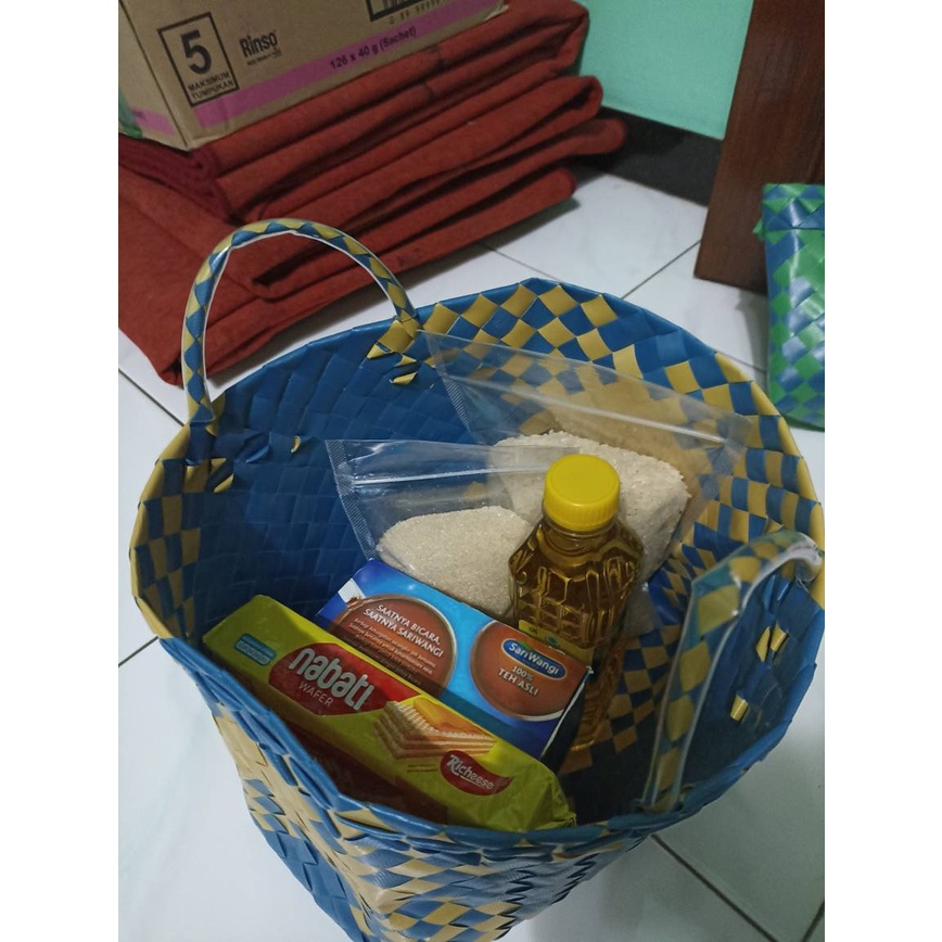 Tas Anyaman Plastik KOTAK SEDANG (M) / Tas Souvenir Hampers Bingkisan Parcel Selamatan Kenduri