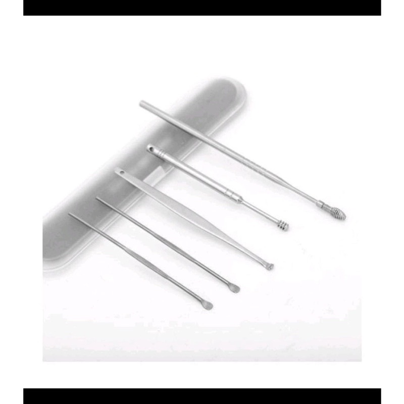 [DZS] PEMBERSIH TELINGA COTTON BUD KOREK KUPING 5 IN 1 5IN1 FULL STAINLESS STEEL MULTIFUNGSI SERBAGUNA