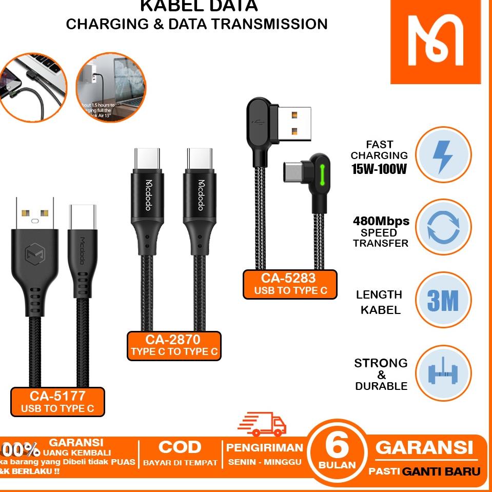 Kabel Data Gaming USB Type C, PD Type C To Type C 3M Fast Charging 15w 25w 45w-100w MCDODO –MTS.24Ja