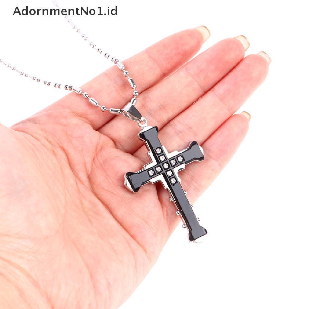 [AdornmentNo1] Salib Kristal Pria Yesus Liontin Salib Pendant Kalung Perhiasan Stainless Steel [ID]