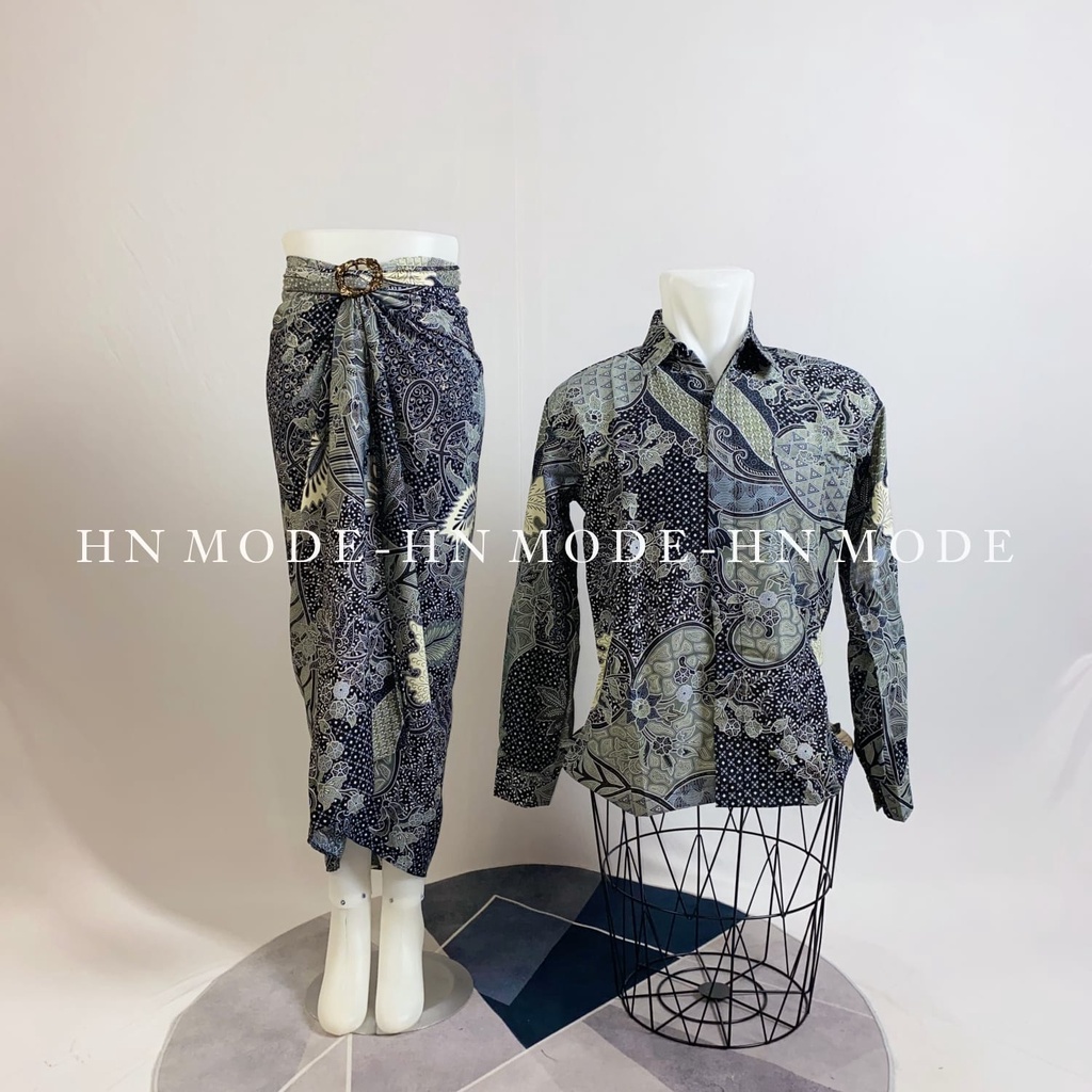 HN MODE - Couple rok lilit batik mix kemeja panjang floral volume 4 / couple batik terbaru