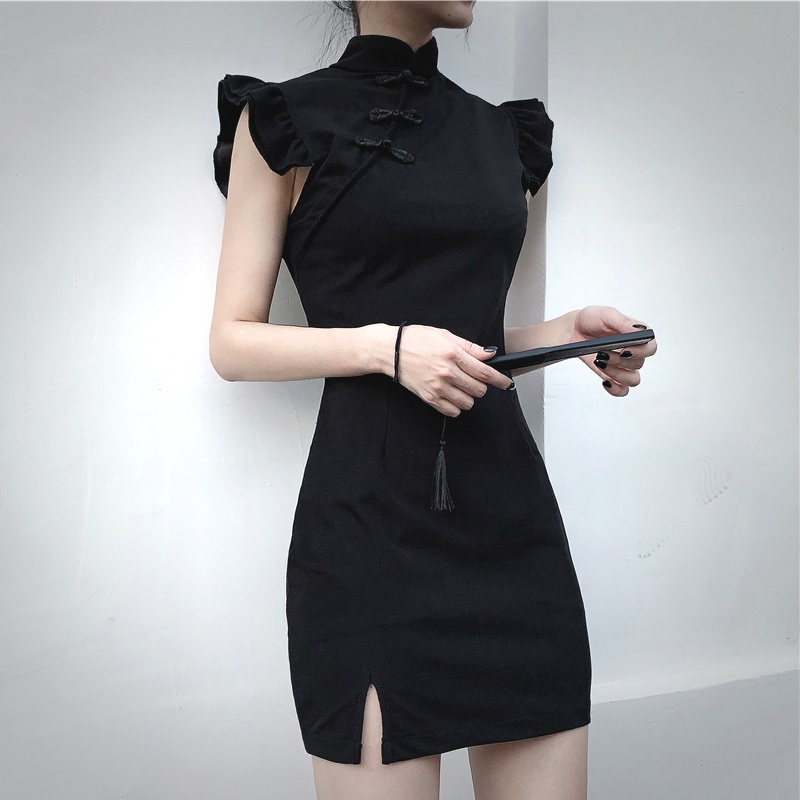 Mini Dress Cheongsam BodyCon Pakaian Wanita 1620 (S-XL)