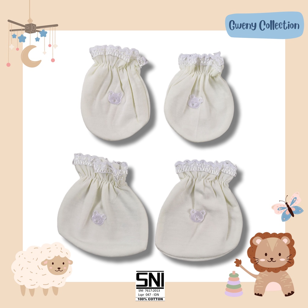 1SET SARUNG TAGAN &amp; KAKI BAYI SARUNG TANGAN NEWBORN UNISEX (KARET) STK