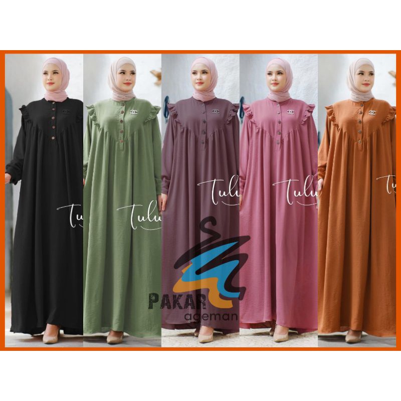 TULUS SIGNATURE AFWA DRESS Crincle Dres Baju Wanita Kekinian Oversize Jumbo LD 130