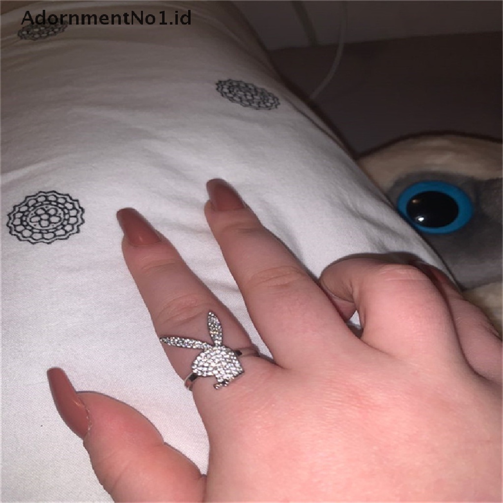 [AdornmentNo1] Rock Hiphop Ring Adjustable Rabbit Ring Bunny Cincin Kekasih Hewan Hadiah Remaja [ID]