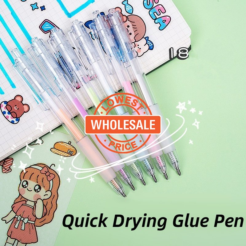 [Harga Grosir] Warna Acak Pena Dispenser Alat Tulis Siswa DIY Scrapbooking Handmade Glue Stick Candy Color Quick Dry Glue Pen Sekolah Kantor Supply Perekat Lem