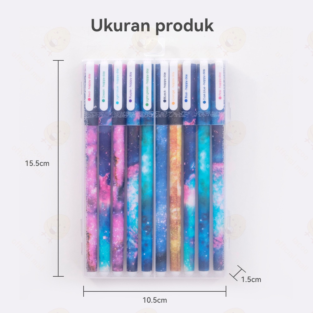 Lacoo Pulpen gel warna warni 10pcs tulisan lucu Bolpen gel warna warni karakter Bolpen warna warni