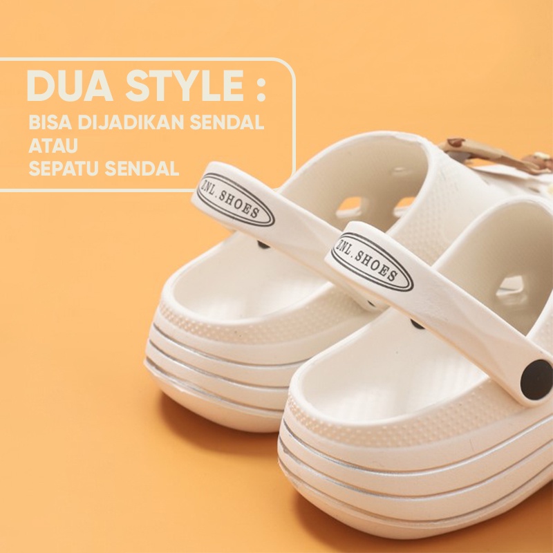 Lazy Bear Sepatu Sendal Jibbitz Slip On H26 Sendal Selop Platform Lucu Kekinian/Sendal Jelly Fuji